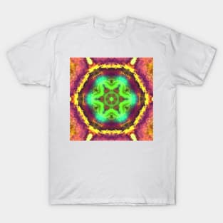 Psychedelic Hippie Green Yellow and Purple T-Shirt